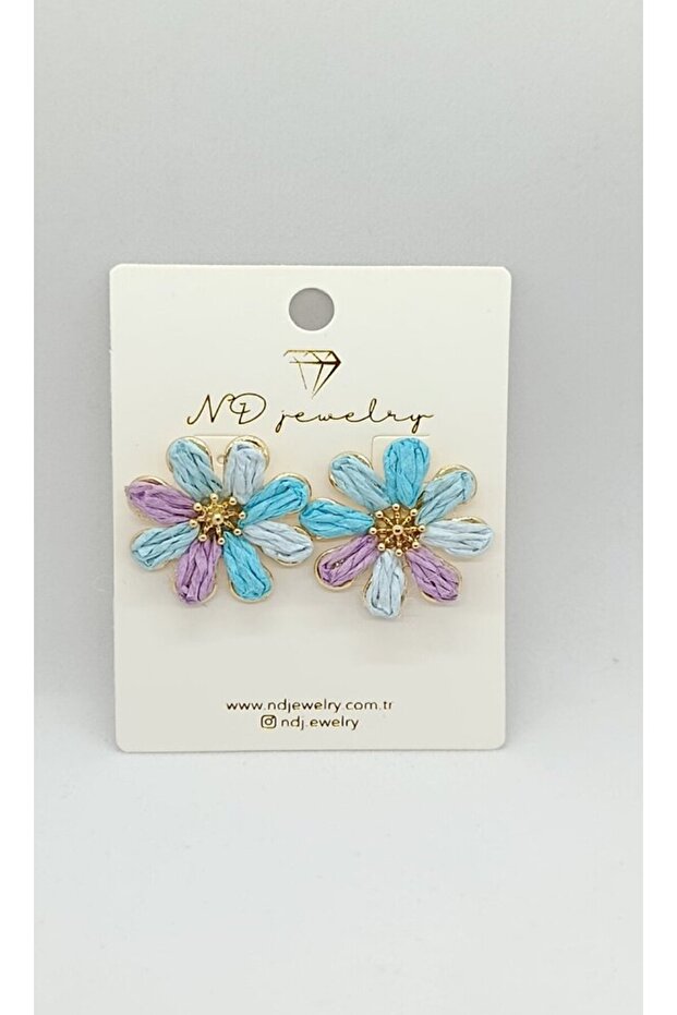 Luna Blue Lilac Straw Flower Earrings