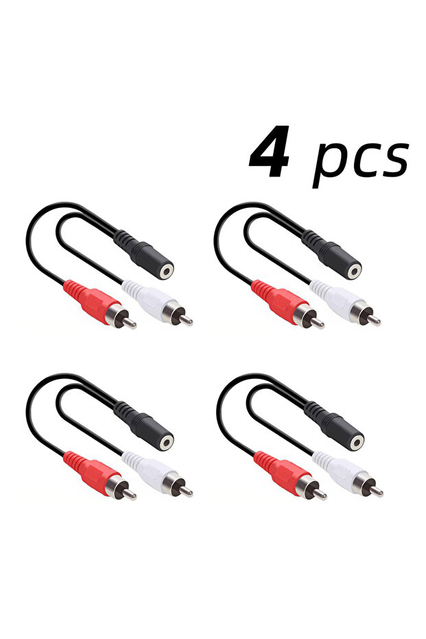 Black 4pcs 3.5mm To 2RCA Cable 3.5mm Jack Female To 2RCA Male Stereo Audio Adapter RCA Extension Cab