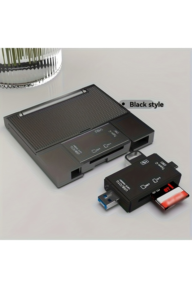 Black USB Card Reader Storage Box Multifunctional TF SD Card Memory Card Case Quickly Transmit Video