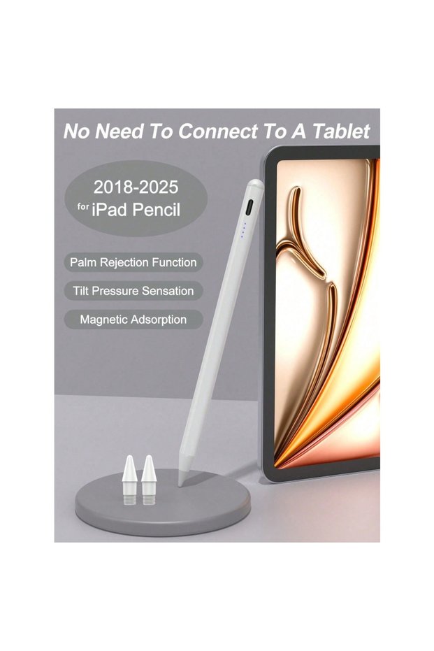 White Pencil for iPad with Palm Rejection Stylus Pen for iPad Air M2 Pro 13 Pro 12.9 10 Gen 7th 8th
