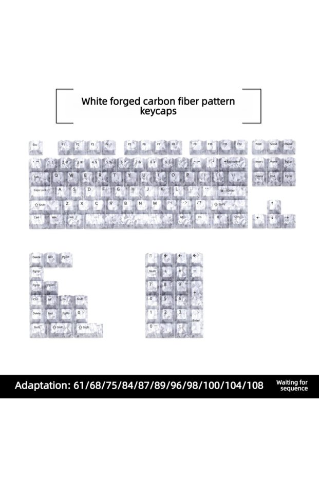 White Top Print 132 Keys Carbon Fiber Texture Fog White Transparent PC Keycaps Double Shot Cherry Pr