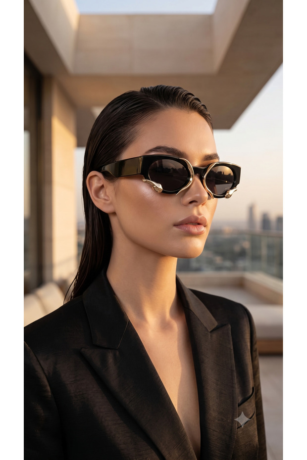 Black Snake Model Sunglasses with Uv400 Protection