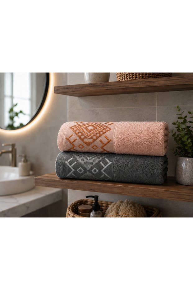Hand and Face Towel 2 Pieces Cotton 50X90 cm