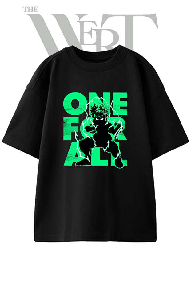 Deku One for All_1 Design Printed Unisex Black Oversize T-Shirt