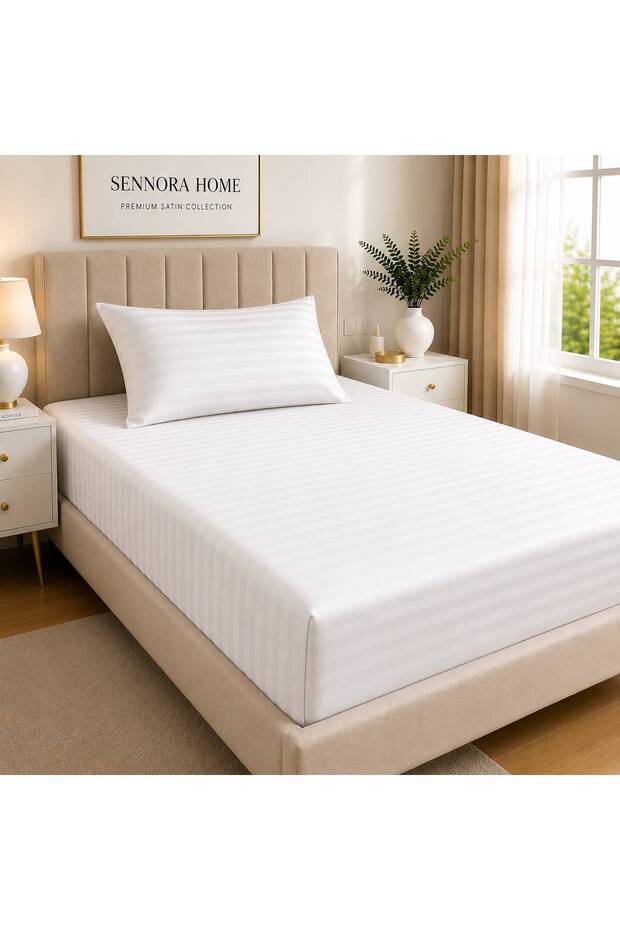 Home Premium Yollu Satin Elastic Sheet + 1 Pillowcase | Hotel Comfort | Single and Double 2 Pillow Cases