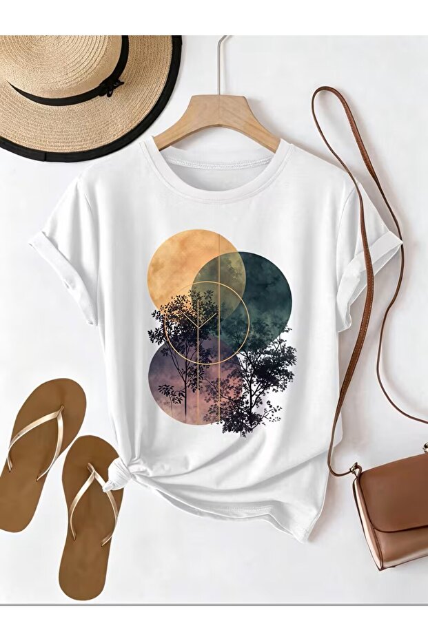 Full Moon Variations Printed Cotton Women's T-Shirt