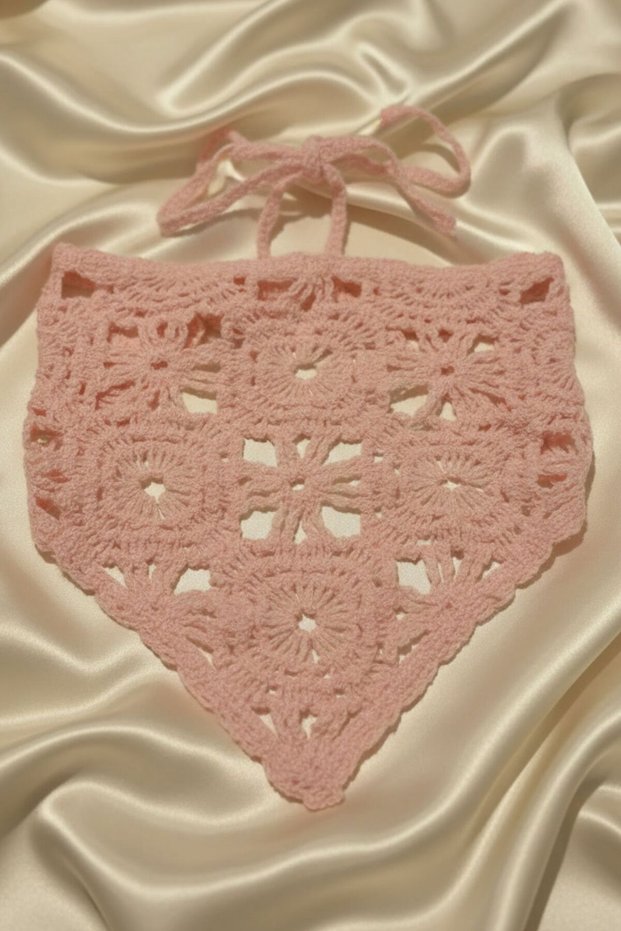 Motifed Tie Bandana, Knitted Summer Hair Bandana for Beach Daily Use
