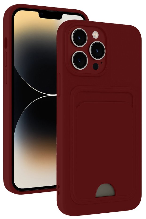 Aconcept iPhone 15 Pro Case Kelvin Silicone with Business Card Holder (182659) - Burgundy