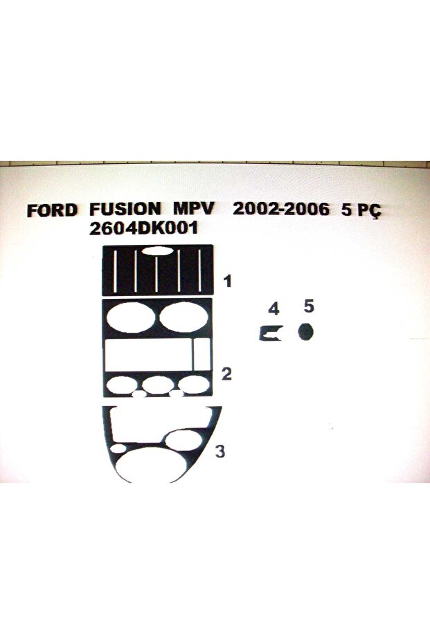 Ford fusion 2002-2006 5-piece dashboard trim (white)
