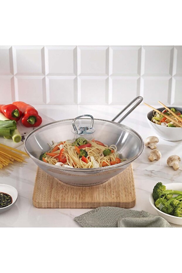 Held Çelik Wok Pan 28 cm with Glass Cover