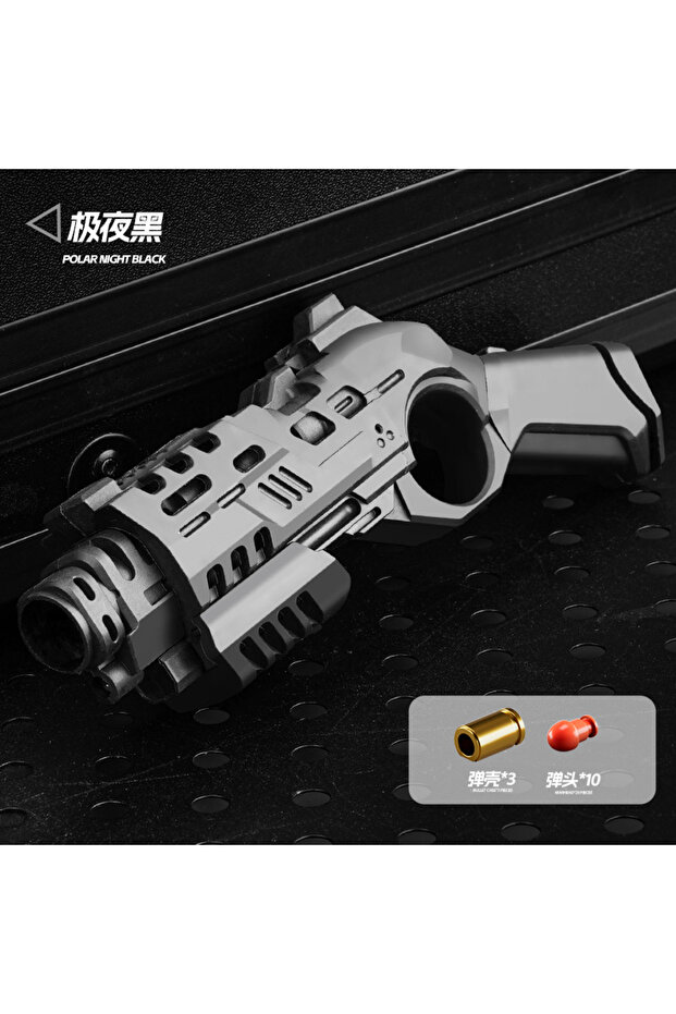 606 black EDC Shootable Toy Pistol with 1-Button Shell Ejection and Card Pushing Function, Black Tec