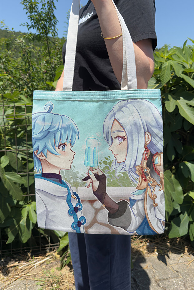 Chongyun Genshin Impact V5 Double-Sided Canvas Print Tote Bag Anime Bag