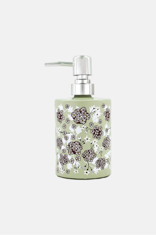 Floral Print Glass Soap Dispenser, Multicolor