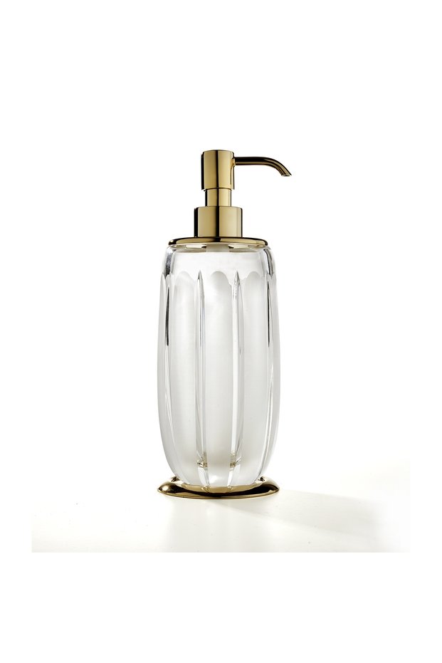 3Scmontblanc Liquid Soap Dispenser, Countertop - Frosted Glass/Gold