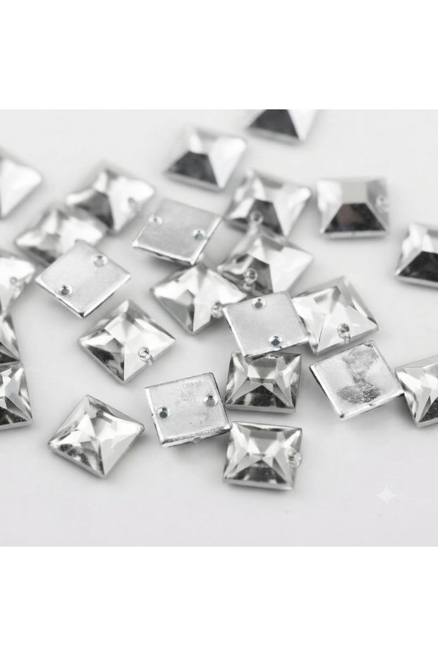 7 mm Silver Square Plastic Strut Stone 50 Pcs