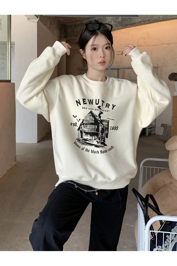 Women's Mink Newutry Printed Oversize Sweatshirt