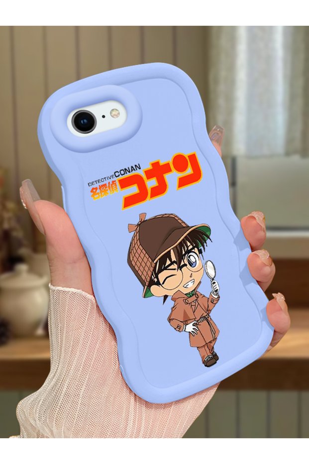 iPhone 6S Plus Compatible Case Camera Protector Blue Silicone Couple Phone Case Conan Pattern