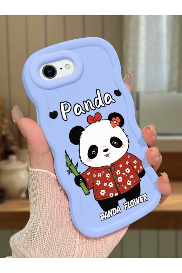 حافظة متوافقة مع هاتف iPhone SE 2020، حافظة حماية للكاميرا من السيليكون الأزرق، حافظة هاتف بنمط الباندا