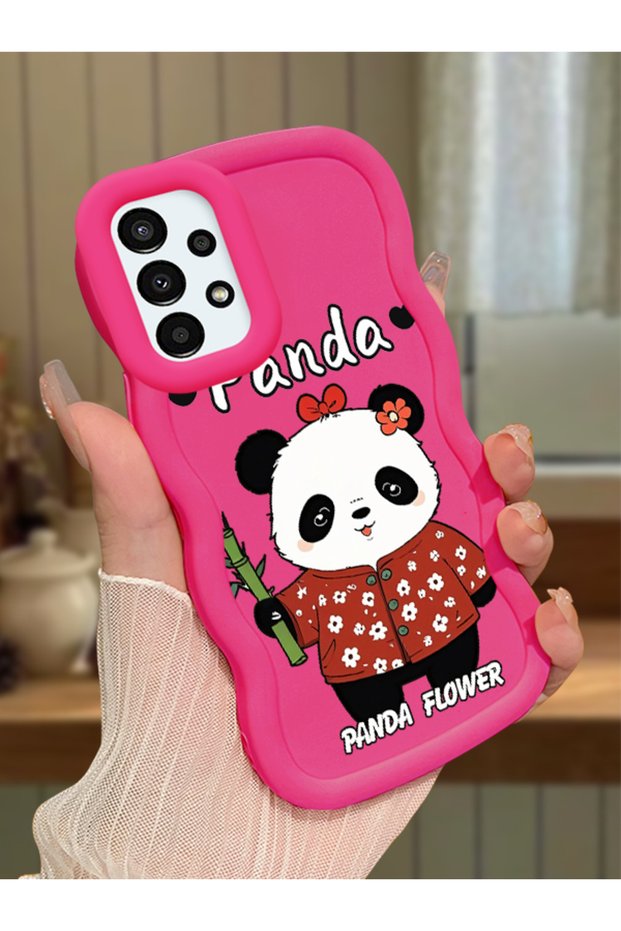 Samsung Galaxy A13 4g Compatible Case Camera Protector Red Silicone Couple Phone Case Panda Pattern