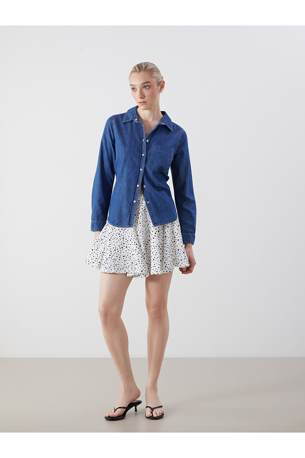 Original Elastic Waist Patterned Mini Skirt