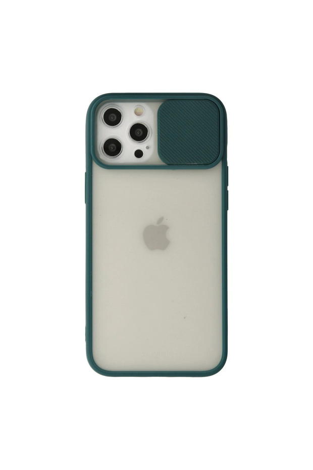 Apple iPhone 12 Pro Max Case Palm Frosted Camera Sliding Silicone - Green