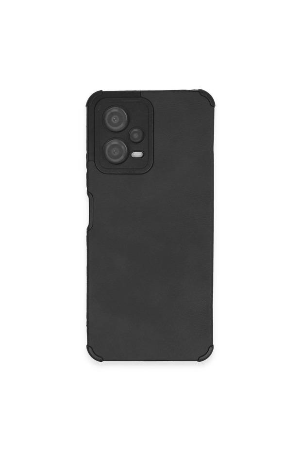 حافظة هاتف Xiaomi Redmi Note 12 5G مصنوعة من الجلد والسيليكون - أسود