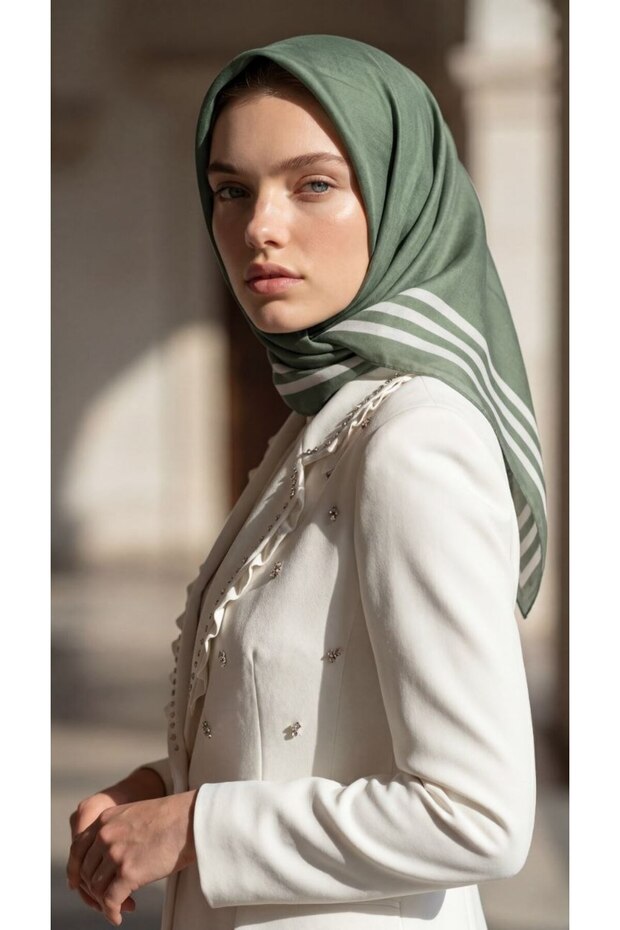 Evening Dress Amber Scarf Striped Tape Pattern
