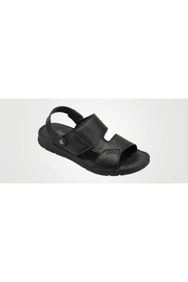 Gr0506 Genuine Soft Leather Inside and Out, Velcro Fasteners, Anti-Slip Sole, Anti-Sweat, Non-Causing Wounds, Men's Sandals