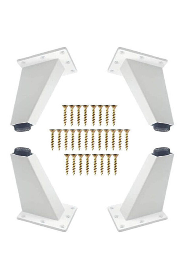 A set of 4 adjustable 8cm furniture legs - triangular feet with screws, suitable for sofas, cabinets, and tables - white.
