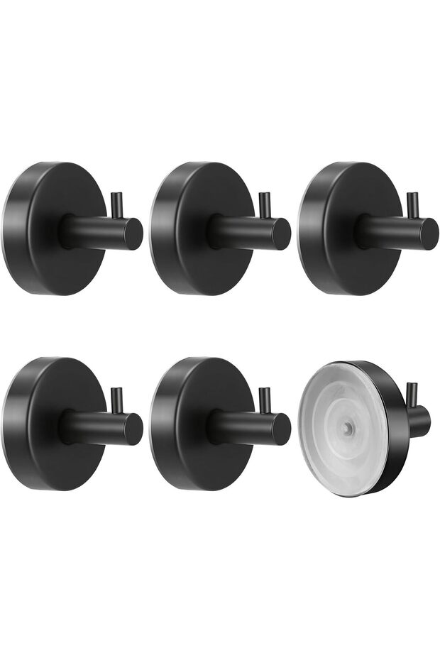 Vacuum Suction Cup Hooks, Strong Vacuum Hooks, Reusable, Pack of 6, 304 Stainless Steel, Towel Rack, Suction Cup Hooks, Rotating Suction Cup Hooks
