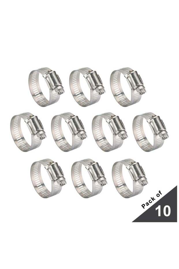 Stainless Steel Hose Clamps, Adjustable Worm Drive Pack-Of 10, 25-35mm)