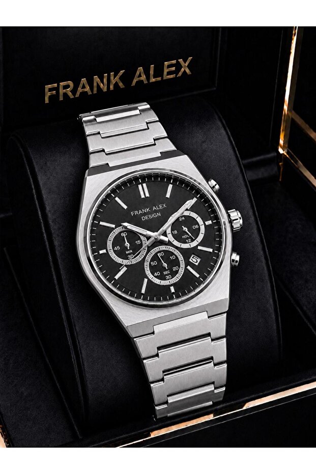 Dial with Stopwatch 2-Year Warranty Steel Strap 3 Atm Men's Wristwatch Fg.X7274.2