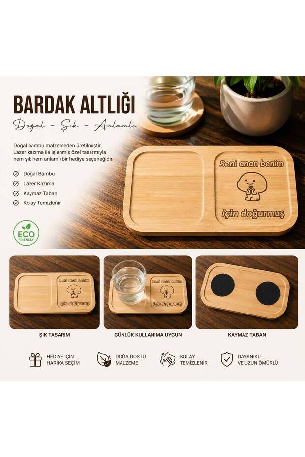 Bamboo Two-Compartment Coffee Presentation Tray