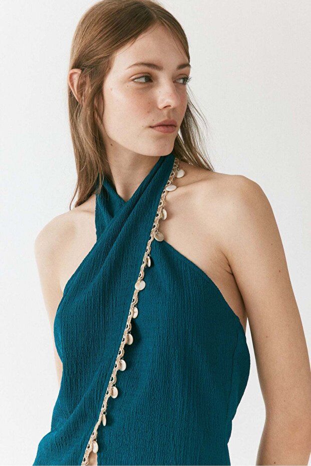 Embellished halterneck top