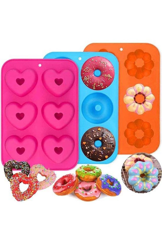 3-Piece Silicone Donut Mold - 6 Cavities - Heat Resistant to Up to 260°C