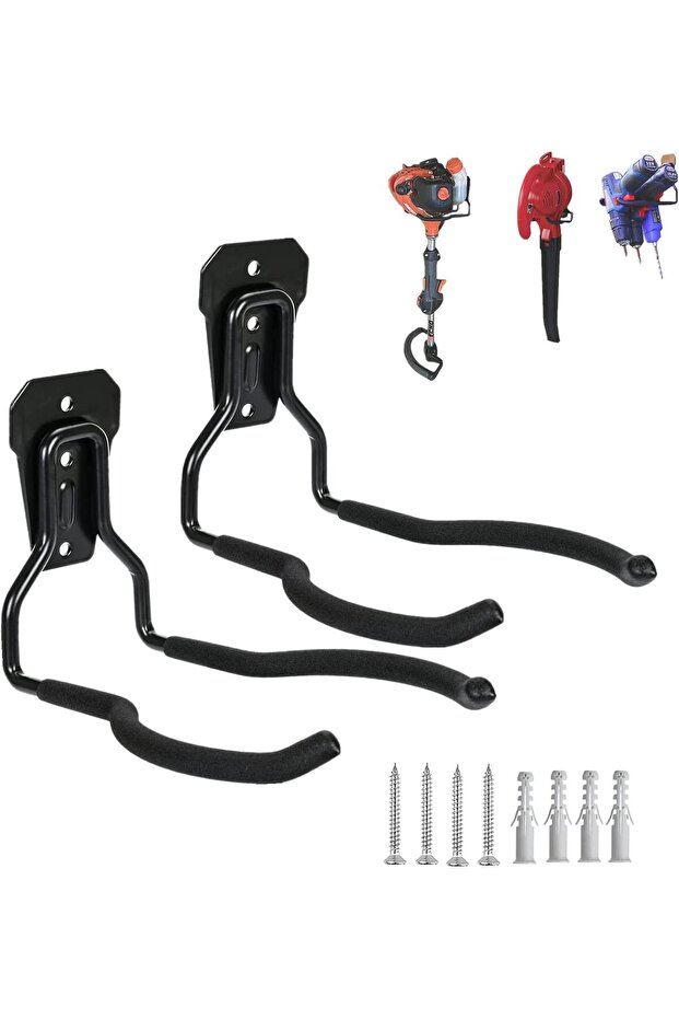 2-Pack Brush Cutter Wall Mount Brackets, Universal Lawnmower Wall Hooks, Gardening Tool Wall Mount Brackets