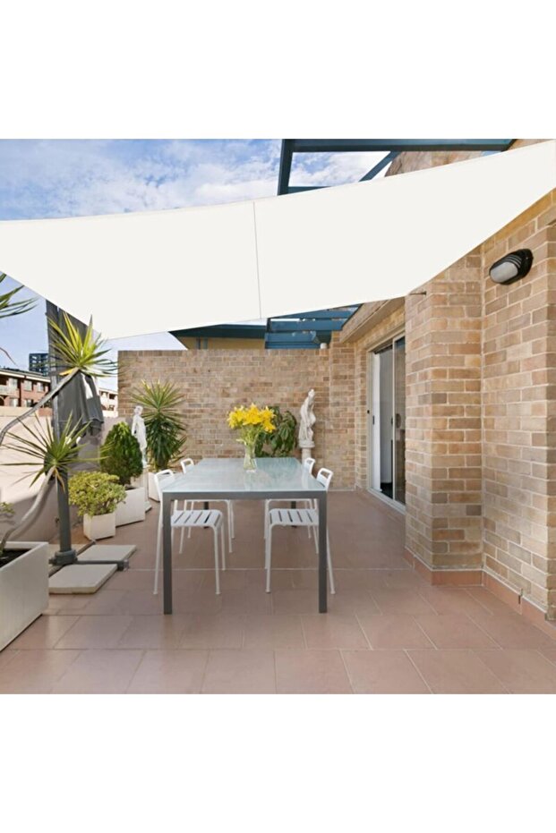 (Beige) Waterproof rectangular sunshade sail 3x5 meters sunshade fabric awning UV protection suitable for outdoor gardens, terraces, balconies.
