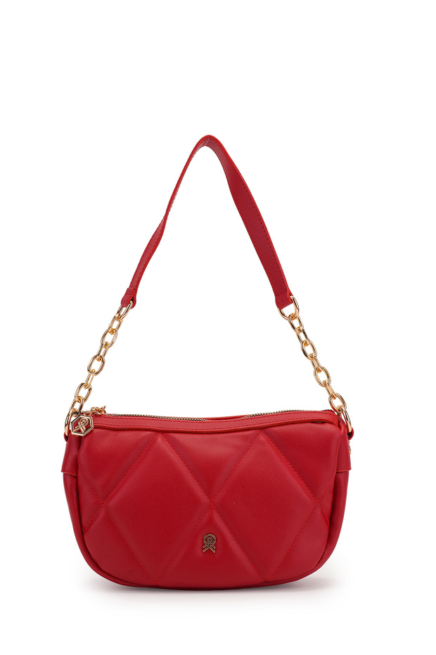 Quilted Diamond Patterned Women's Crossbody Bag Venice Red