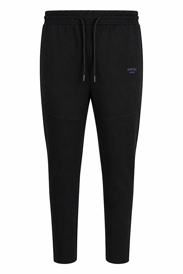 Black Men's Track Pants with Multiple Strips 4075