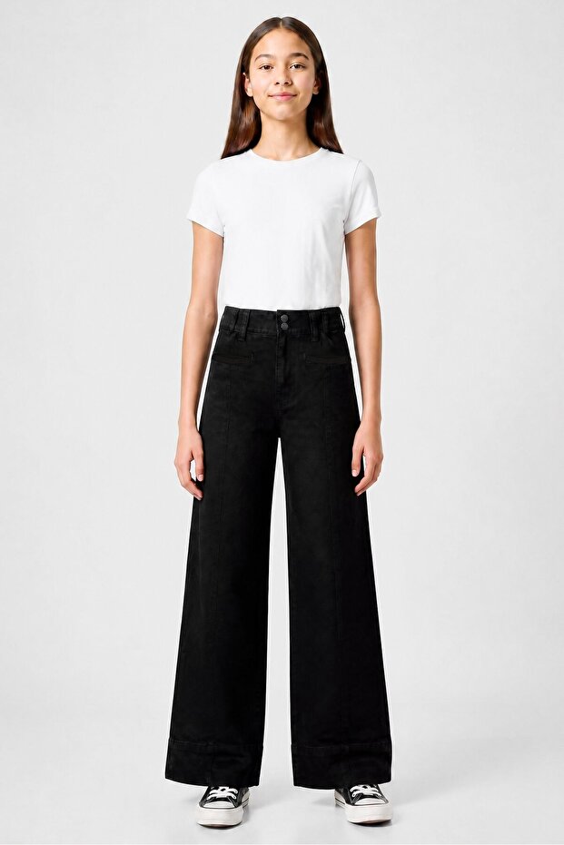 Kids Girl Washed Jeans, Black
