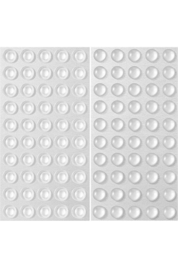 100Pcs 8x3mm Self-Adhesive Transparent Silicone Gliders, Clear Shock Absorber Dots & Anti-Slip Buffer Pads for Doors, Cabinets and Furniture
