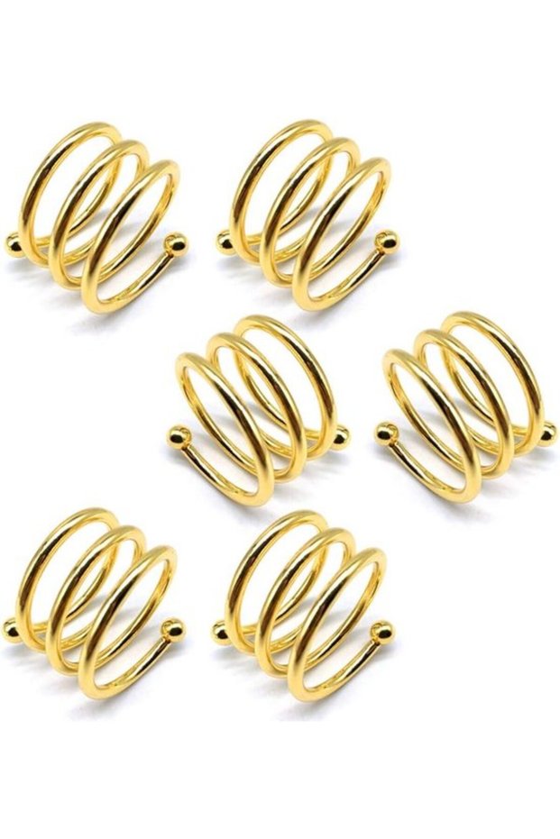 6 Pieces Thickened Napkin Rings, Beautiful Napkin Ring Holder, Napkin Buckles, Napkin Rings, Napkin Holder, Buckles for Wedding, Dinner, Party, Gold.