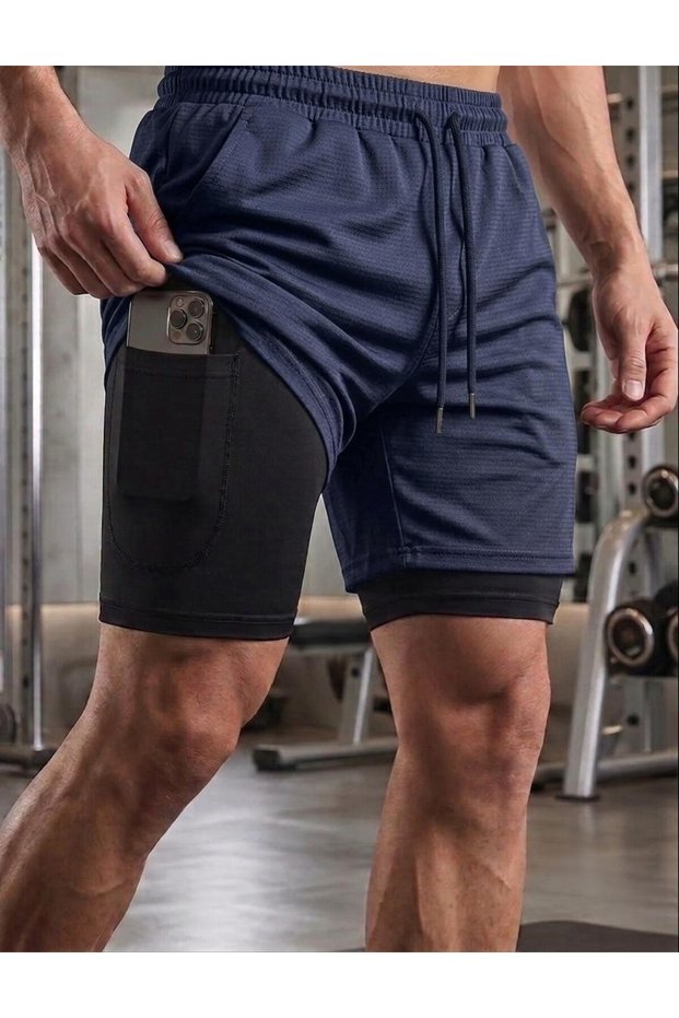 Athlete Shorts with Leggings and Phone Pocket, Gym and Fitness Lined