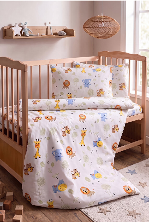Baby Bedding Set | 100% Cotton Patterned | 100X150 cm Duvet Cover, 35X40 cm Pillowcase and 100X140 cm Bed Sheet | Breathable Fabric