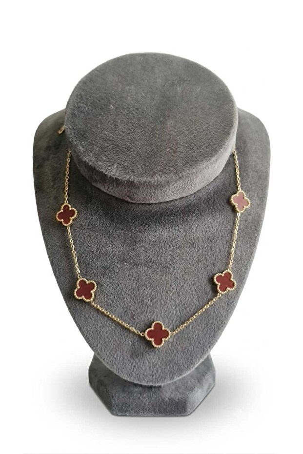 4 Leaf Clover Luck Double Sided Necklace 40Cm+5Cm