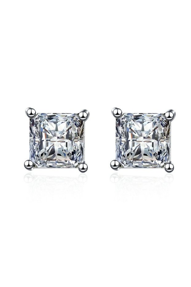 1ct silver color 1ct Moissanite Earrings for Women Lab Grown Diamond Ear Studs 925 Sterling Silver F