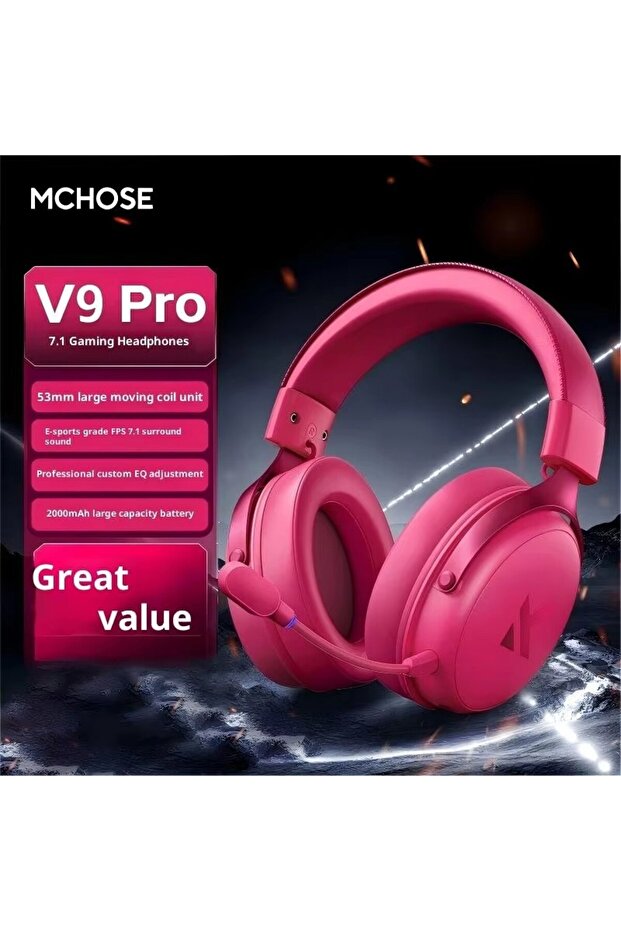 RED MCHOSE V9 Pro Headset with Microphone Three Mode Bluetooth Wireless Computer PC Gamer Headphones