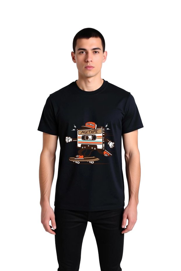 Retro Music Mixtape Style Printed Men's T-Shirt