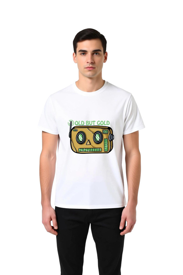 Men's Nostalgia Graphic Printed Retro Electronic Design T-Shirt Relaxed Fit Casual Wear Modern Stylish