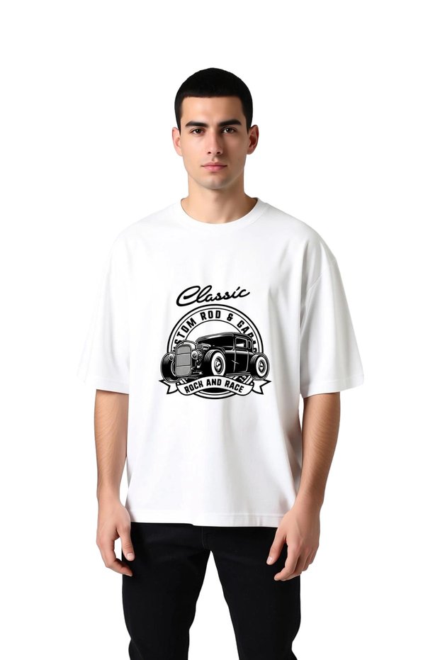 Men's Oversize T-Shirt 100% Cotton Classic Car Tuning Culture Printed Rock Motif Casual Comfortable Stylish